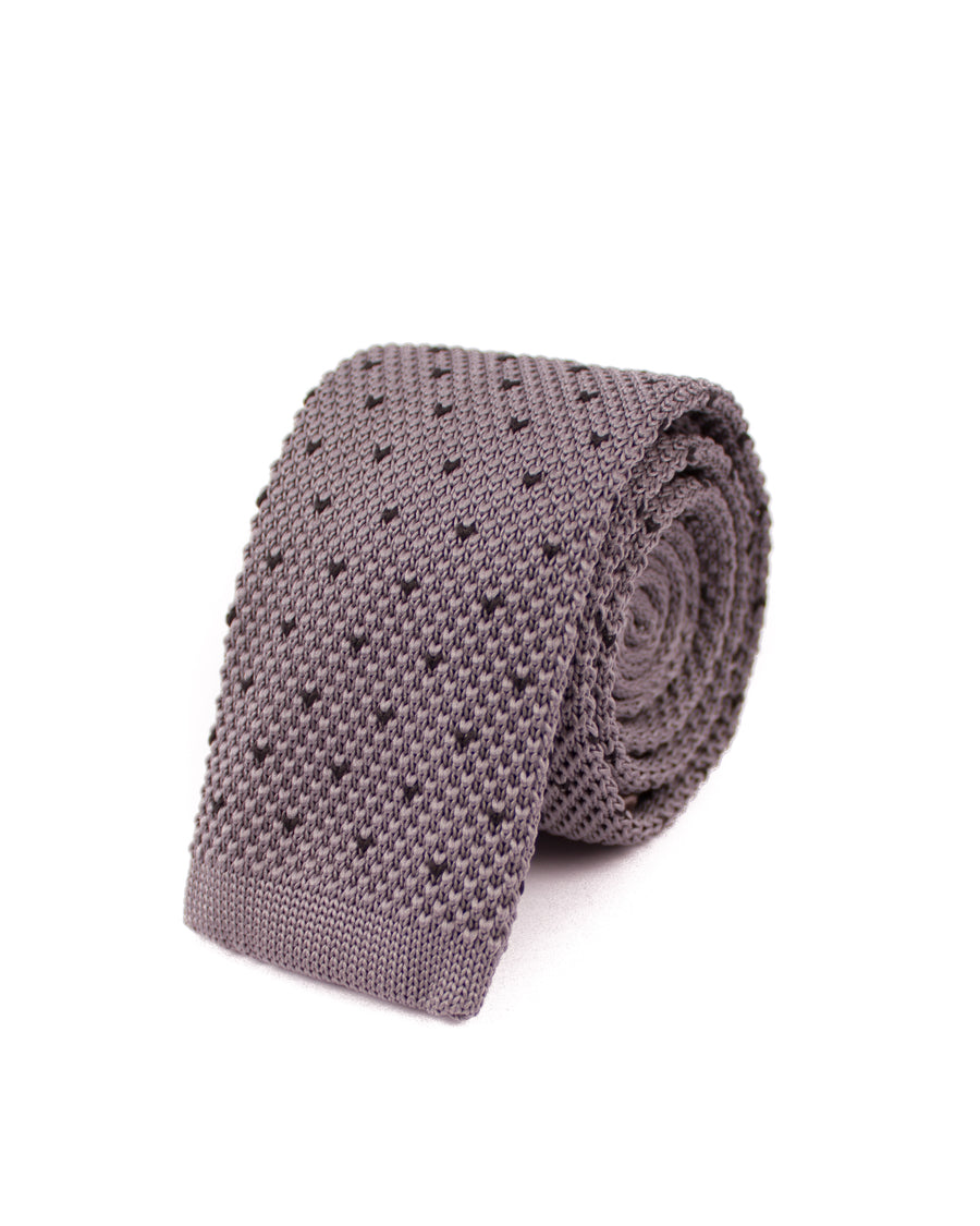 Grey Dotted Knitted Necktie - Gentlemen's Crate