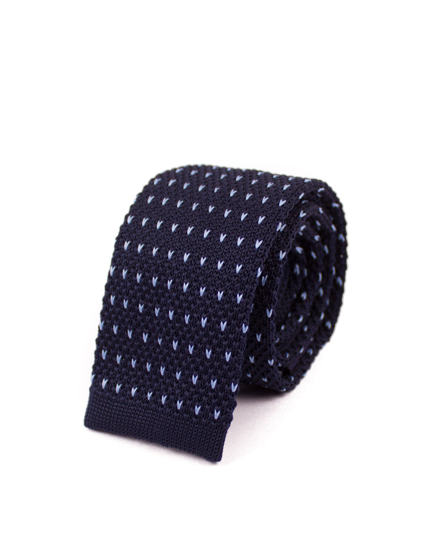 Navy Dotted Knitted Necktie - Gentlemen's Crate