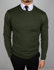 Army Green Round Neck Sweater - Gentlemen's Crate