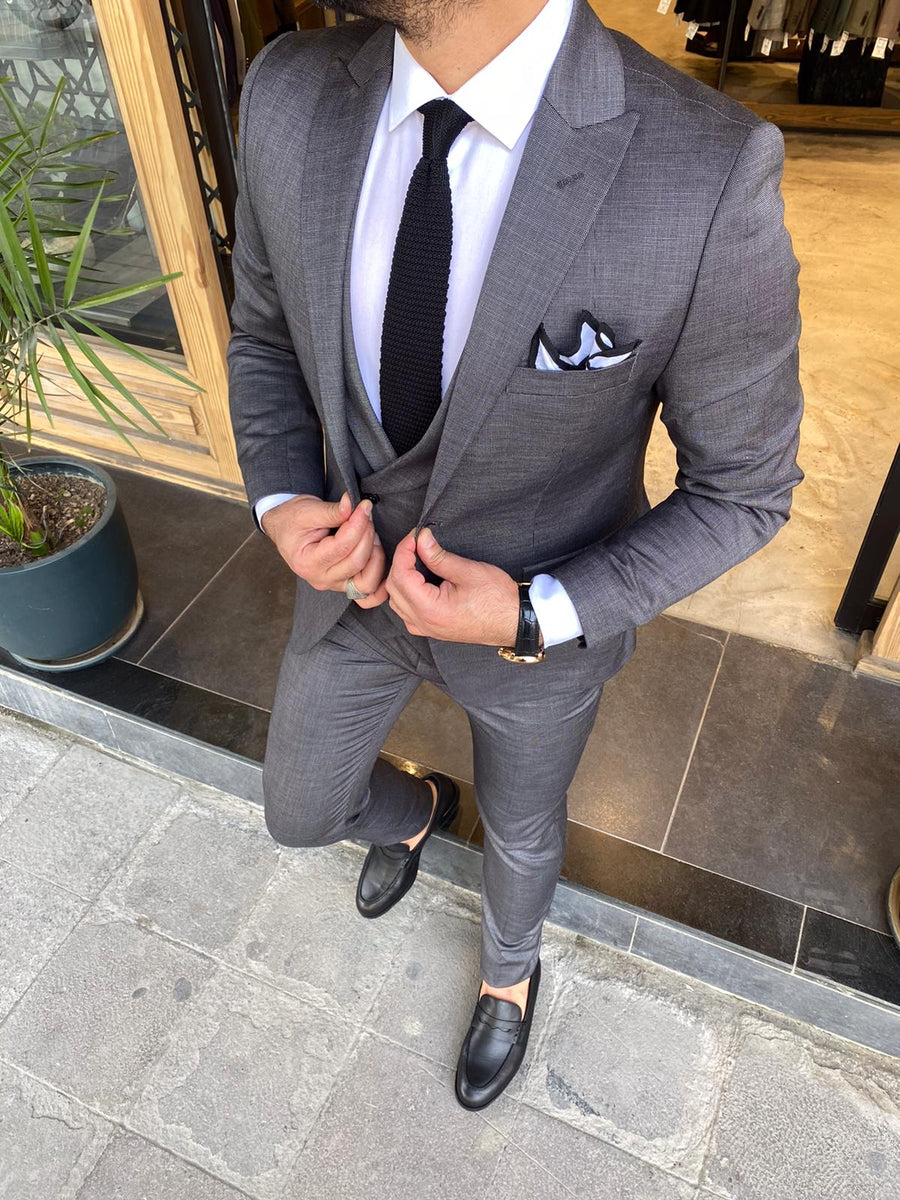 Gray Charcoal 3 Piece Suit