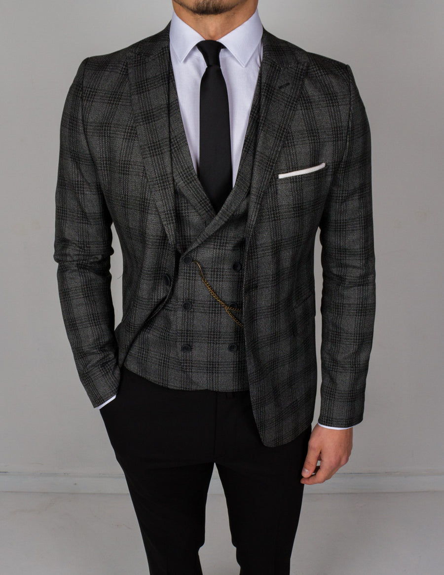 Gray Plaid 3 Piece Suit – Conquer Menswear