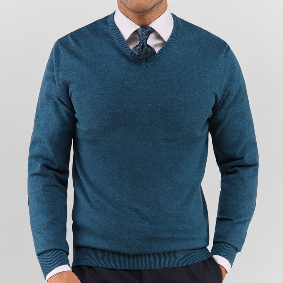 Turquoise V Neck Sweater - Gentlemen's Crate